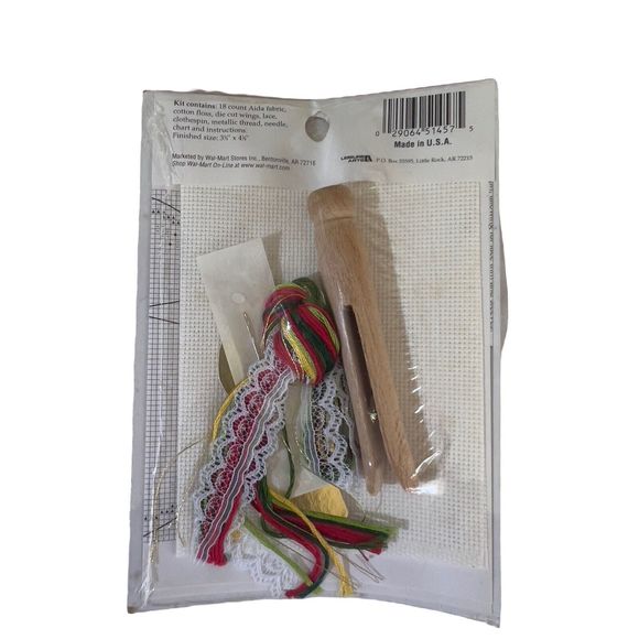 VTG Holiday Time Christmas Angels Wreath Cross Stitch Kit #351457 Pin Ornament - Picture 4 of 4